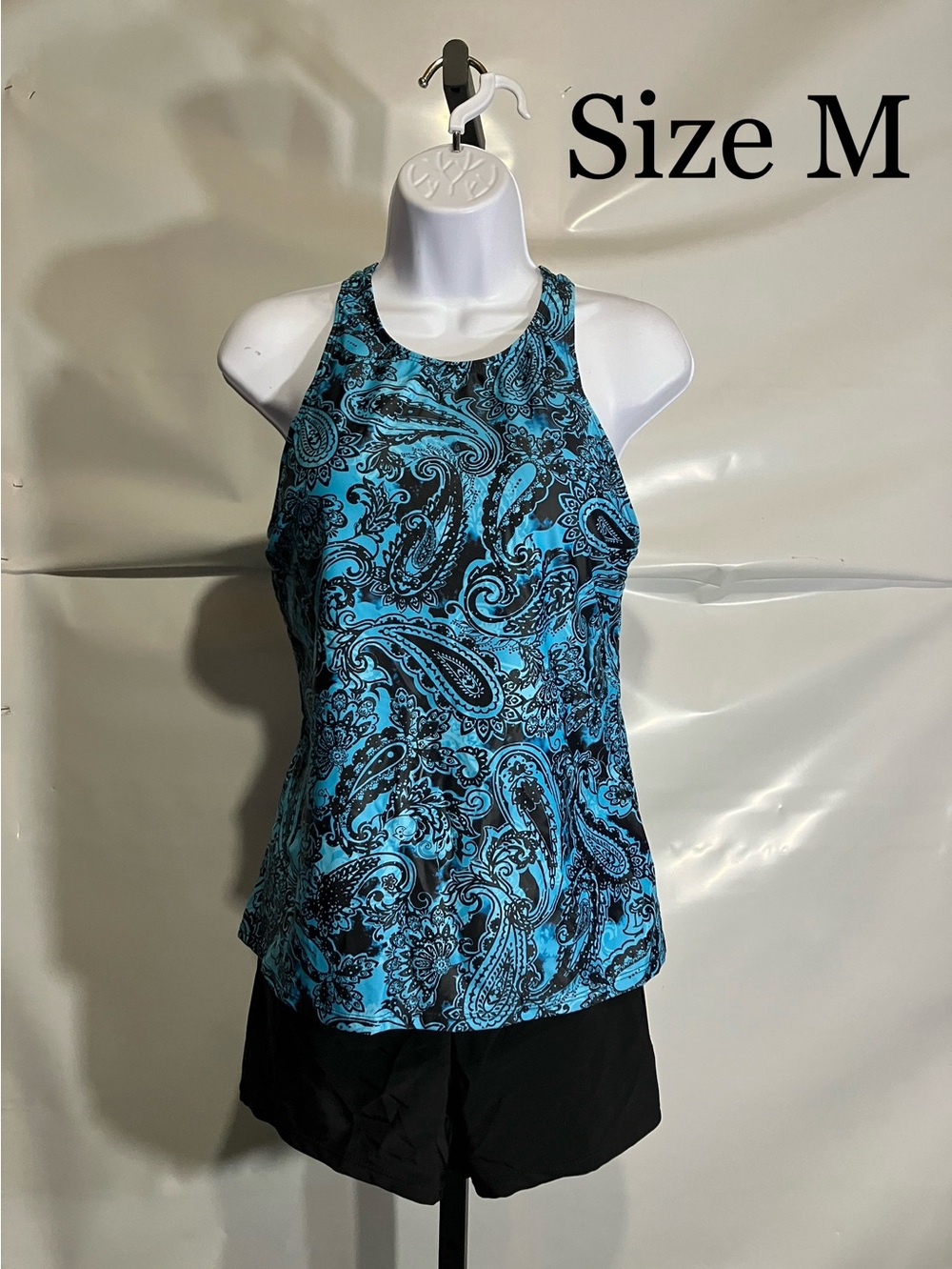 Blue Paisley Halter Tank Top - Women's M